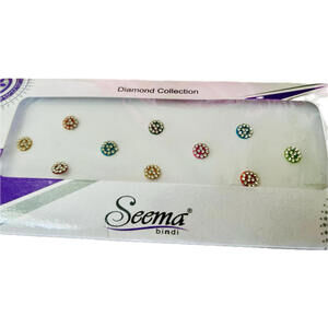 TWO Pack Bindi Face Stick-ons Colorful Crystal lining BodyArt Tattoo Stickers